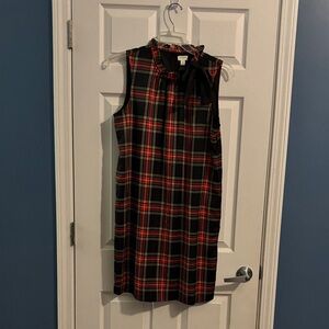 Size 12 JCrew Sleeveless ruffle dress in Stewart Tartan with black accent bow.
